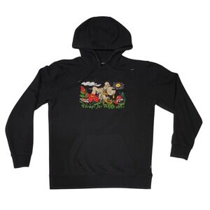 Vans Hoodie Men Medium Black Good Forage For Happiness Embroidered Graphic Skate